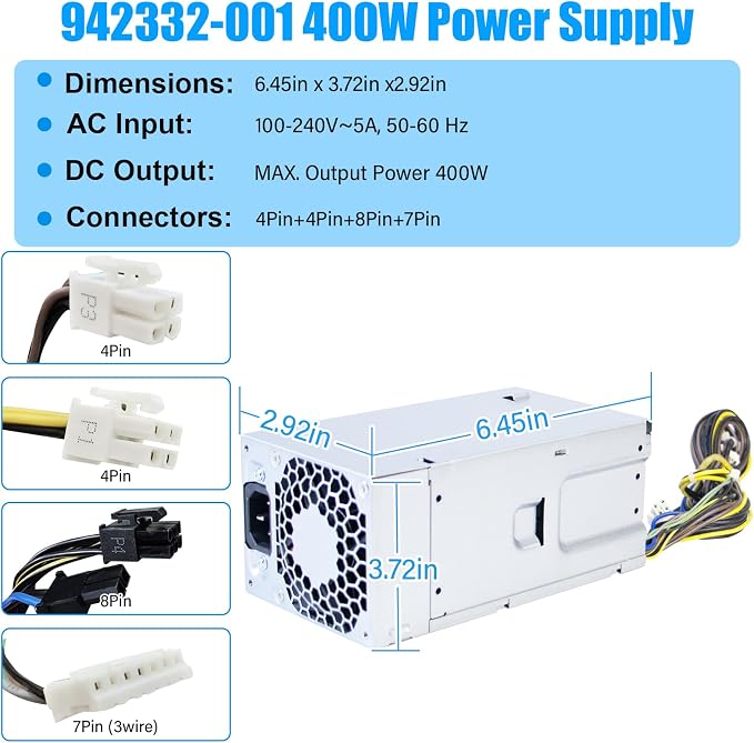 Fuente de poder 400W S-Union ATX Compatible HP ProDesk miniatura 4