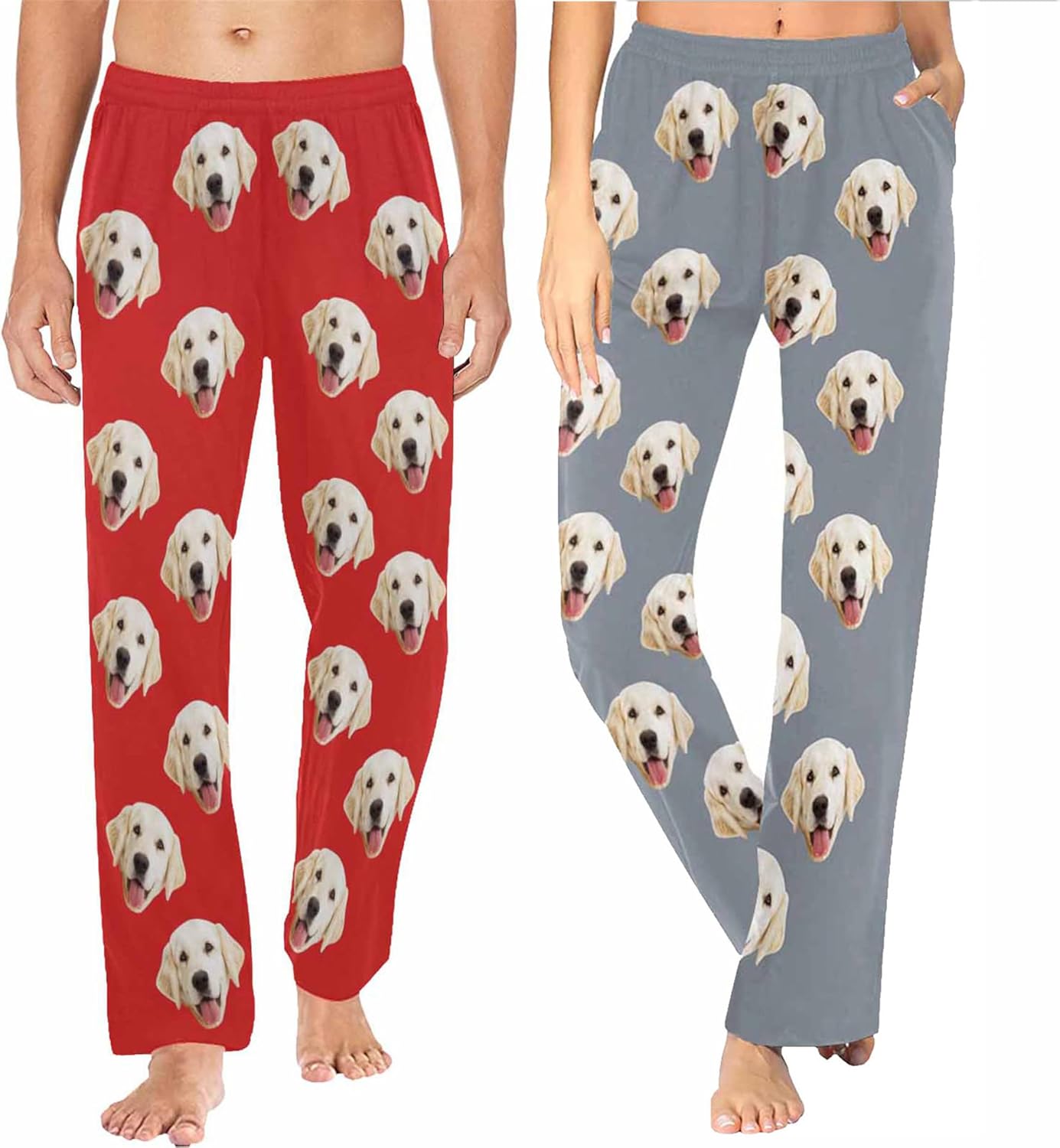Enjoyyjl Personalized Pet Face Pajama Pants for Women Men Custom Photo