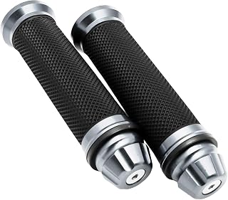 (nakira) バイク グリップ カスタム バーエンド 付属 アルミ ハンドル φ 22.2 mm 341 (シルバー)