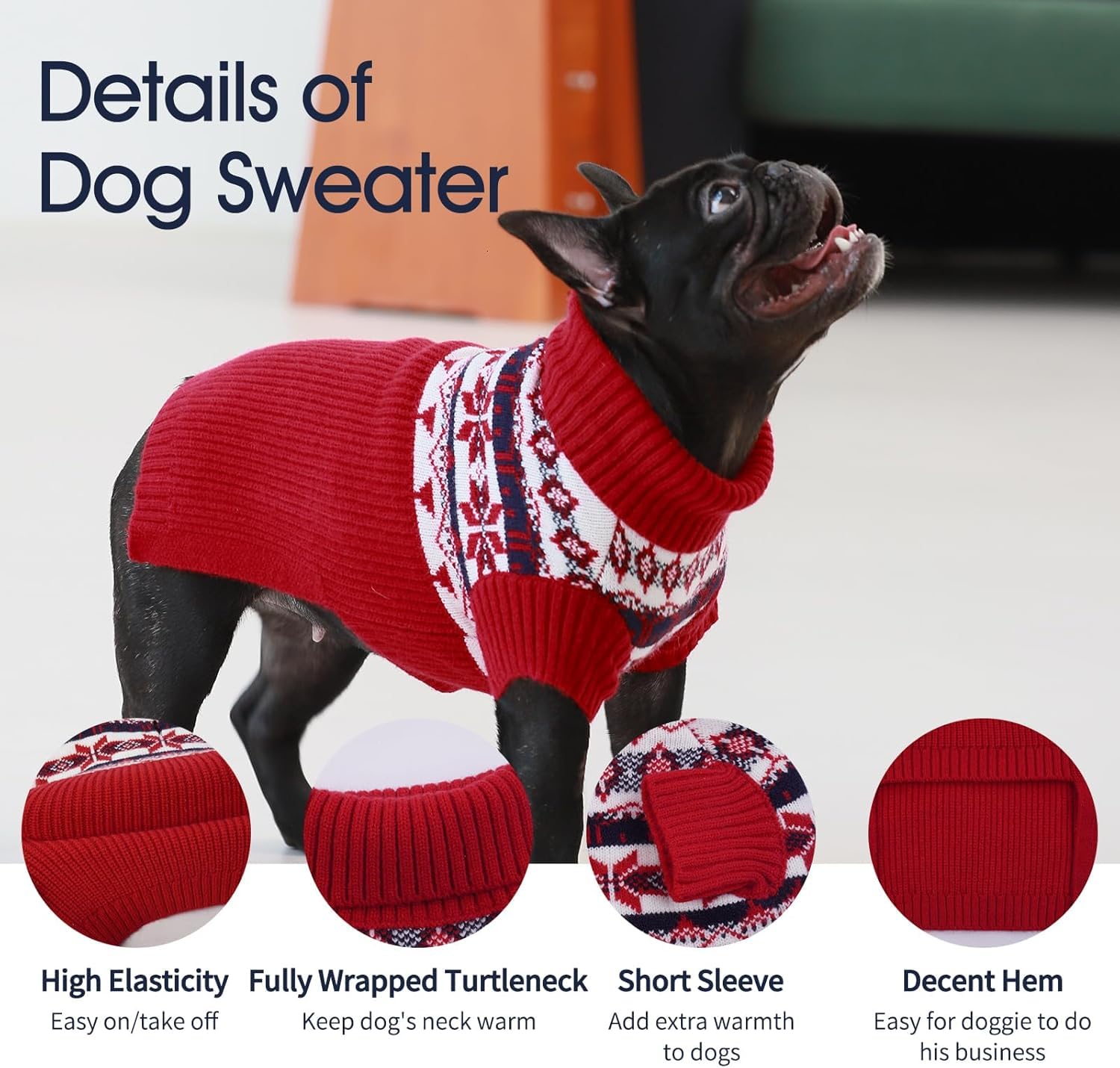 IECOii Maglione per cani extra large, taglia XXXXXL, maglione a collo alto in lana per cani, taglia 5XL, maglioni invernali per animali domestici, maglioni per cani per Dobermann, Dogga tedesca