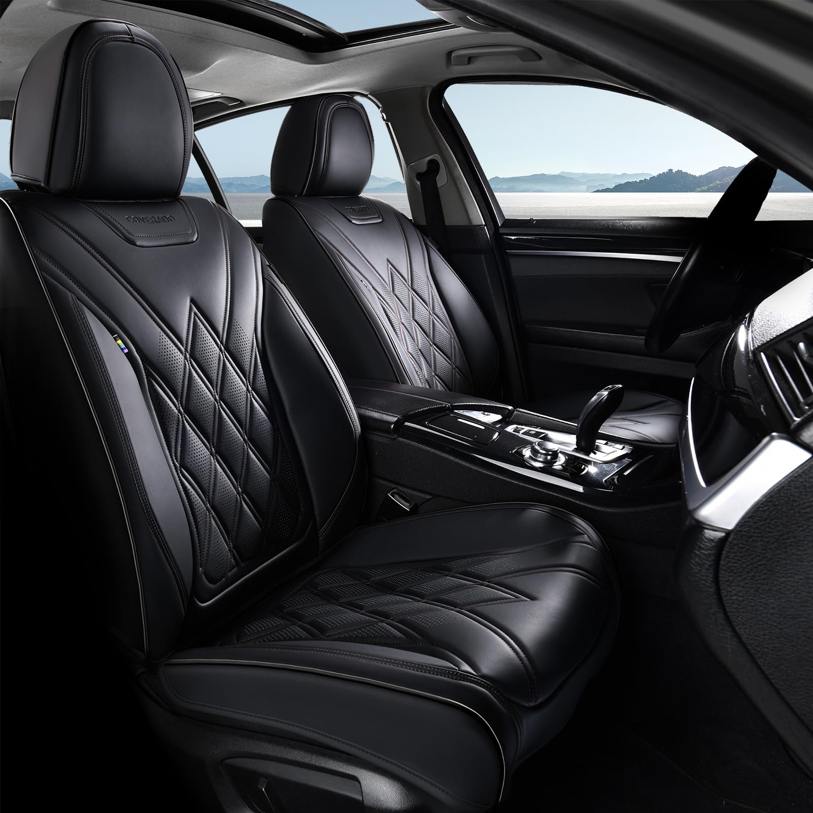 Housses de siège de voiture Coverado, protection auto universelle en cuir synthétique, 2 pièces