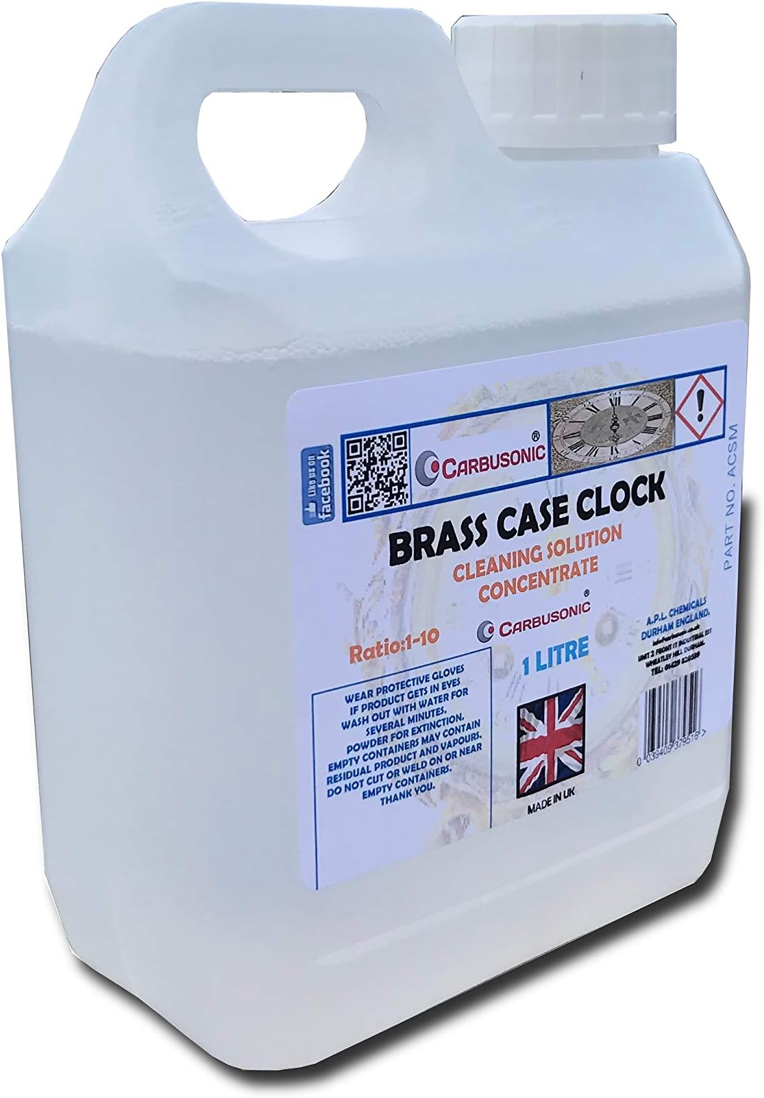 Ultrasonic Brass Clock Cleaning Fluid Solution Concentrate 1lt for