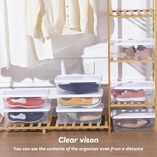 Miniatura 5 de Caja de almacenamiento con pestillo de 6 cuartos de galón, contenedores de almacenamiento de plástico transparente con tapas, apilables, 8 paquetes