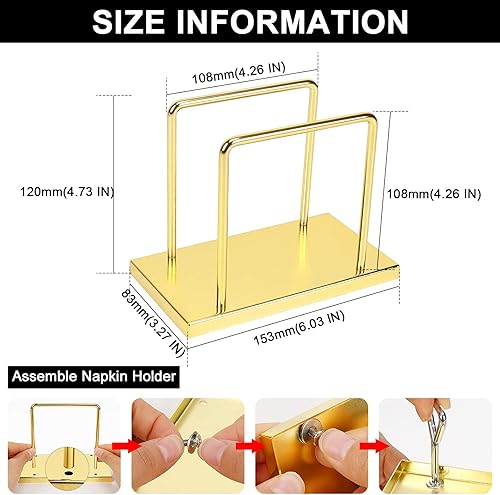 Vista 10 de Livabber Servilletero, almacenamiento de servilletas de metal, moderno dispensador de papel de seda independiente para mesa y encimera de cocina