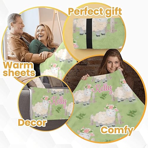 Miniatura 4 de Manta de vellón suave y acogedora con nombre de oveja de hierba para cumpleaños o boda