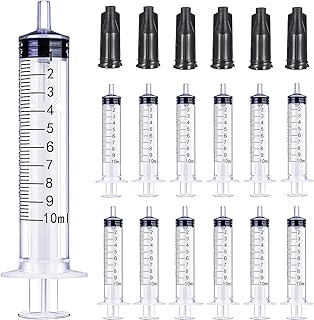 HaBeuniver 25 Pack 10ml Syringe-s with Storage Caps, Non-sterile, Disposable Syringe for Scientific Labs, Industrial Dispensing and Pets Feeding