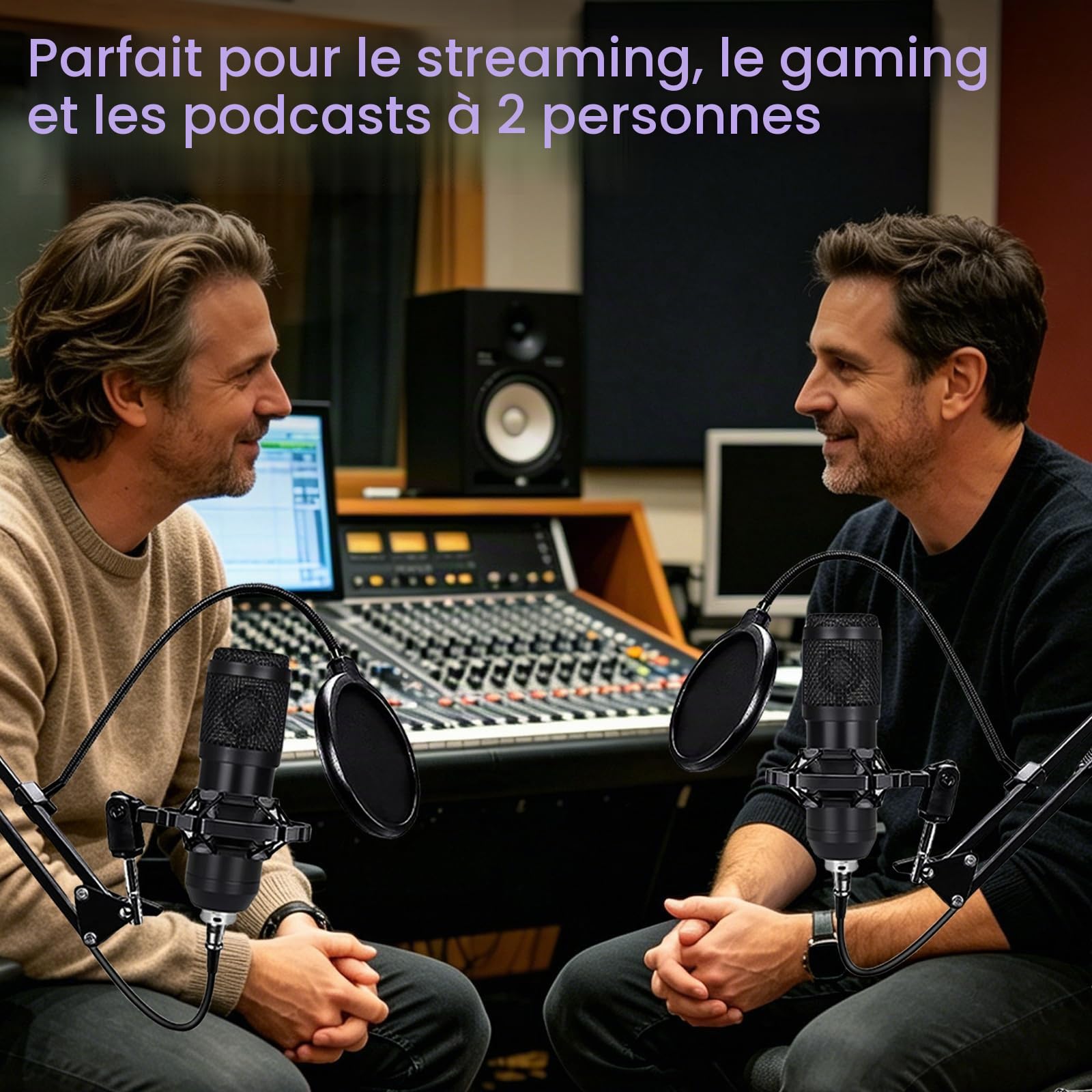 Ensemble d'équipement de podcast, microphone de streaming, kit de démarrage de podcast, condensateur USB, kit de mixage audio avec carte son pour streaming, chant, enregistrement de podcast, convient