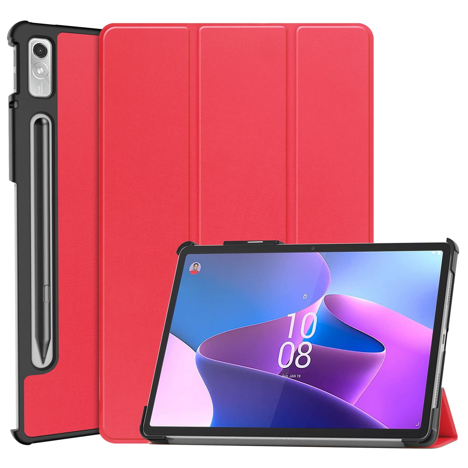 DWaybox Case for Lenovo Tab P11 Pro Gen 2 / Tab P11 Pro (2nd Gen) 11.2 inch, Tri fold Slim Lightweight Hard Shell Smart Protective Cover with Multi-Angle Stand -Red