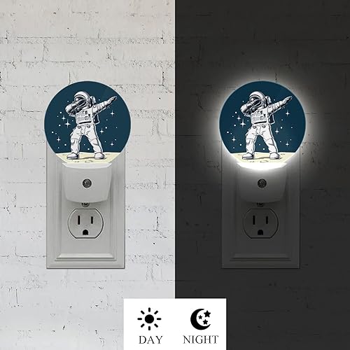 Miniatura 3 de Axayaz Luz nocturna de astronautas espaciales, divertida, universo, planeta, luna, estrellas, lunares, enchufable, lámpara de noche, sensor