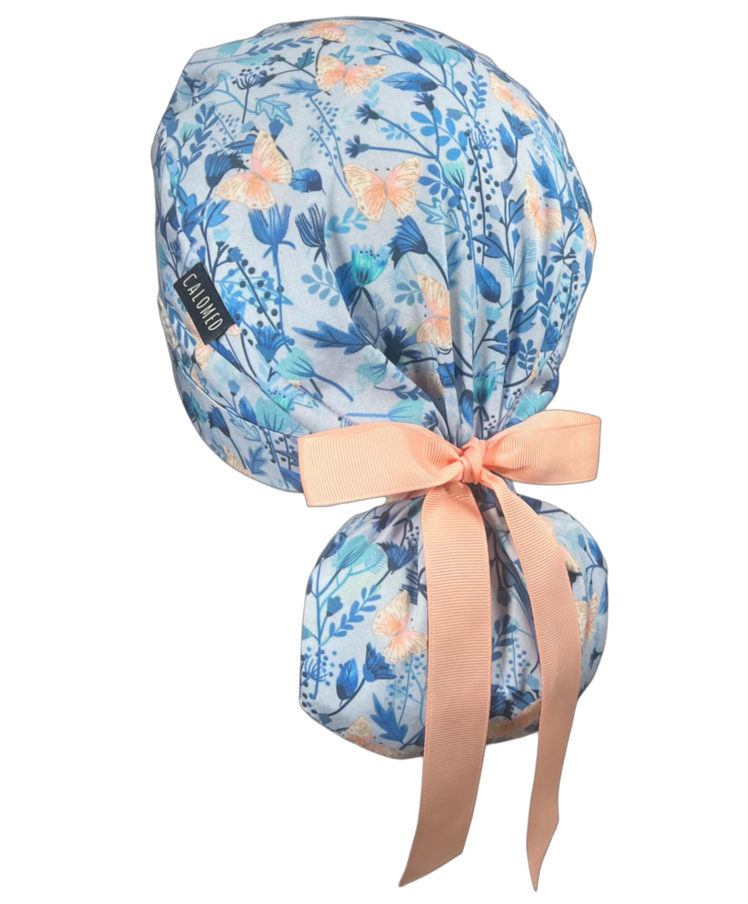 Scrub Cap for Women and Men, Ponytail Scrub Caps, Working Hat, Head Cover with Ribbon Ties and Buttons, Long Hair
