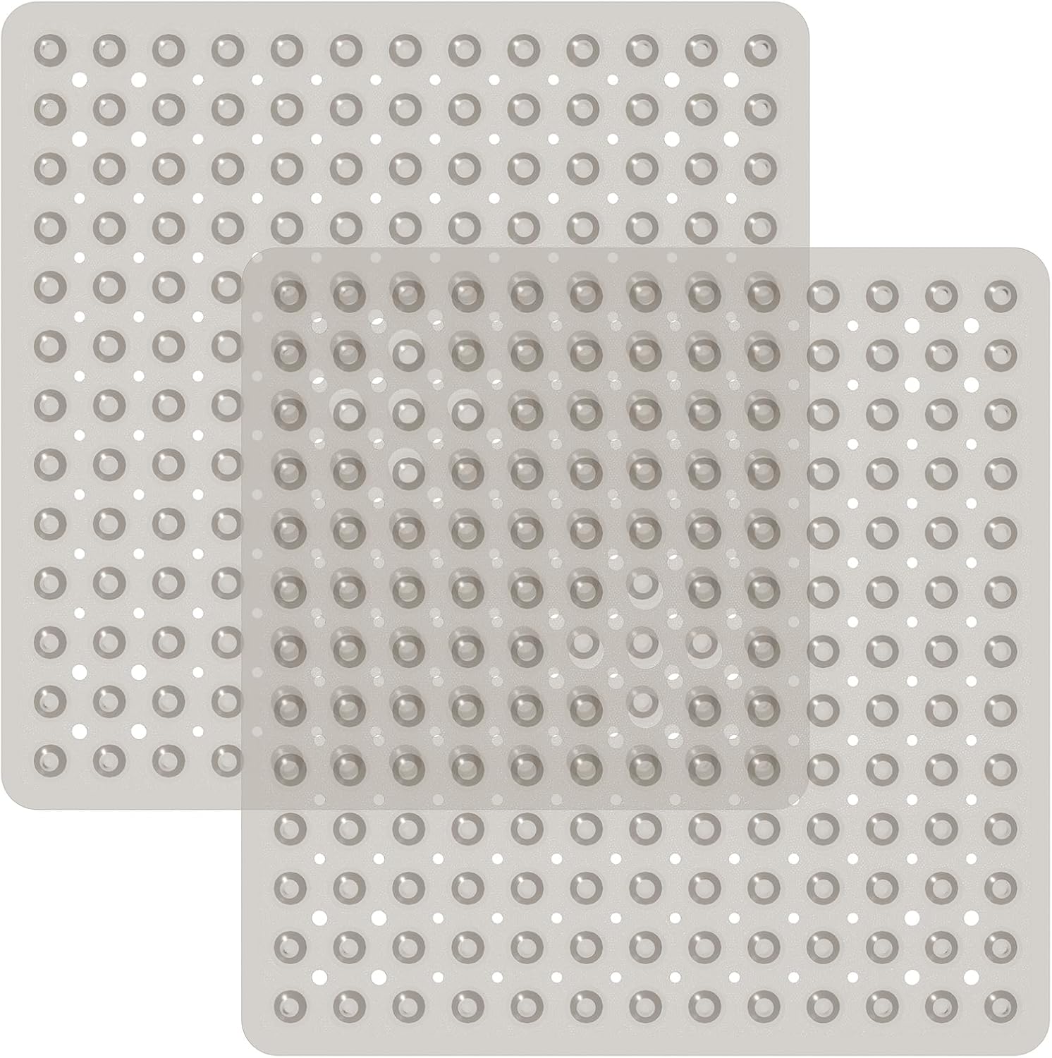 Bath Tub and Shower Mats Non Slip Easy to Clean Square Shower Bathtub Mat Comfortable Shower Stall Floor Mat Bathtub Mat with Drain Holes for Bathroom US(2,Transparent gray)