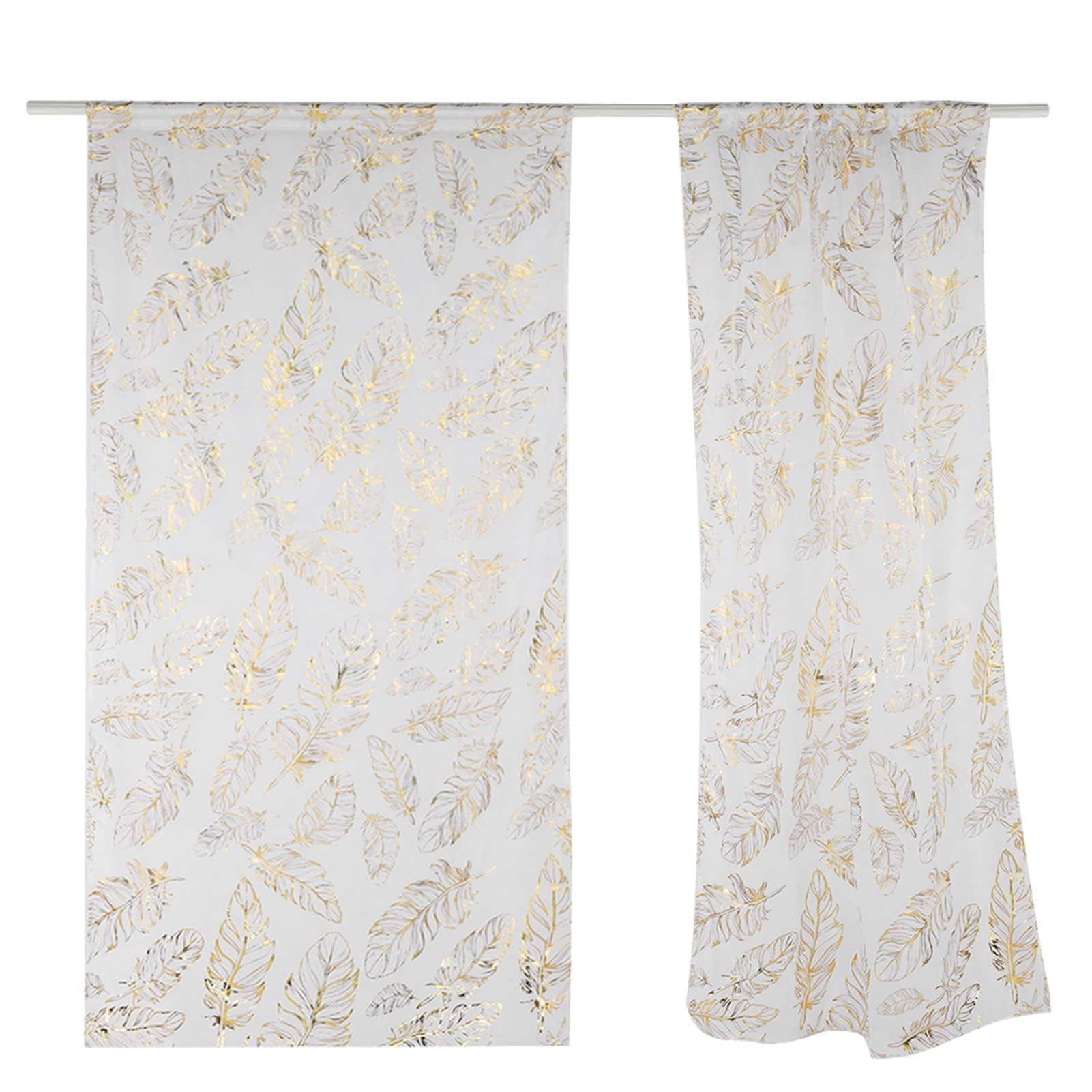 Cortinas de Salon Modernas, 2 Piezas Cortinas Transparentes de Bronce con Estampado Plumas Cortinas Dormitorio Translucidas Cortinas Transparentes Blancas para Salón Moderno Ventana Dormitorio