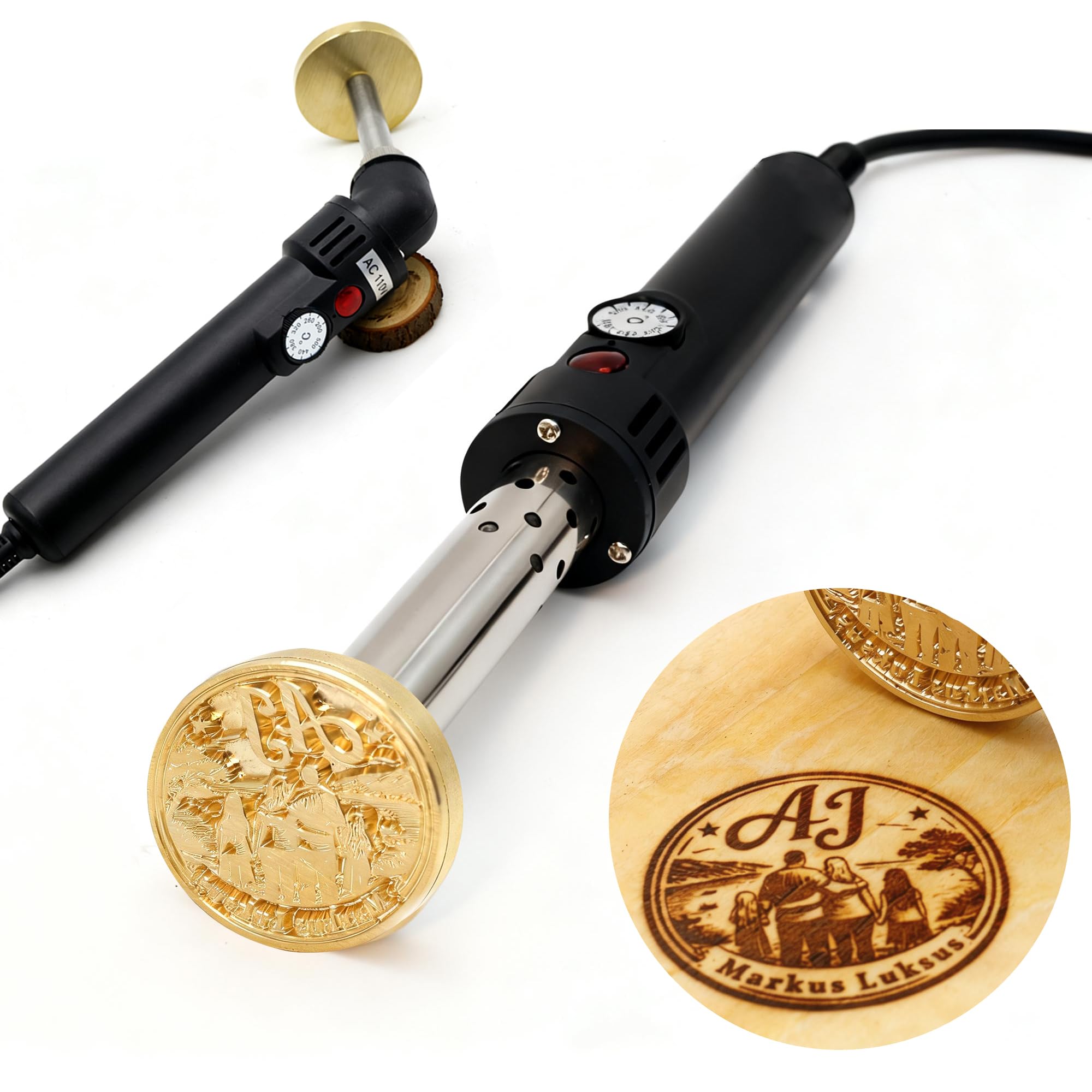 Gold Custom Electric Branding Iron For Wood & Leathercraft, Personalised Logo Engraving Stamp Tool For Bbq, Baking & Crafts, Wood Burning Kit Diy Gift For Hobbyists & Craftsmen