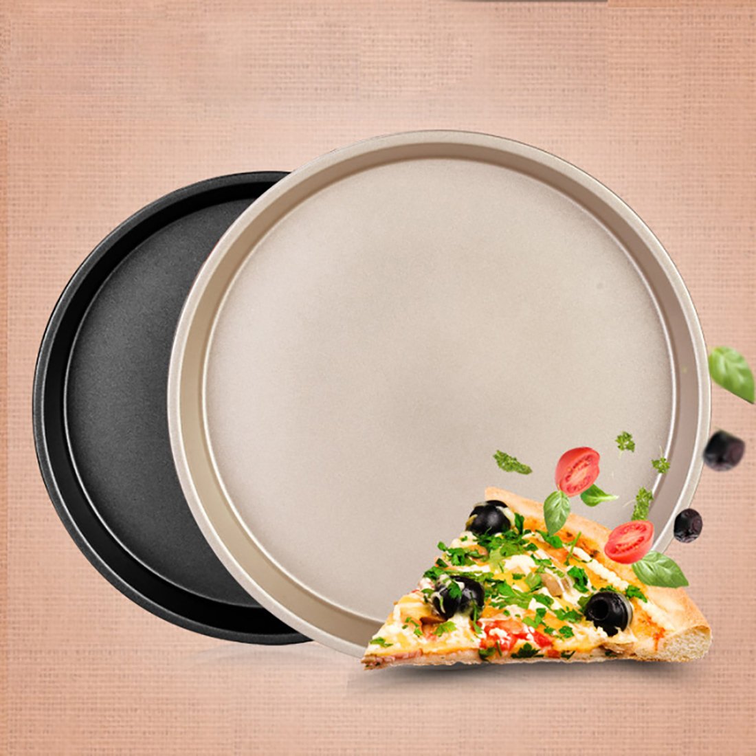 B&C.Room Non-Stick Deep Dish Pizza Pan Round Bakeware Set Cake Molds with Cooling Rack for Baking Carbon Steel or