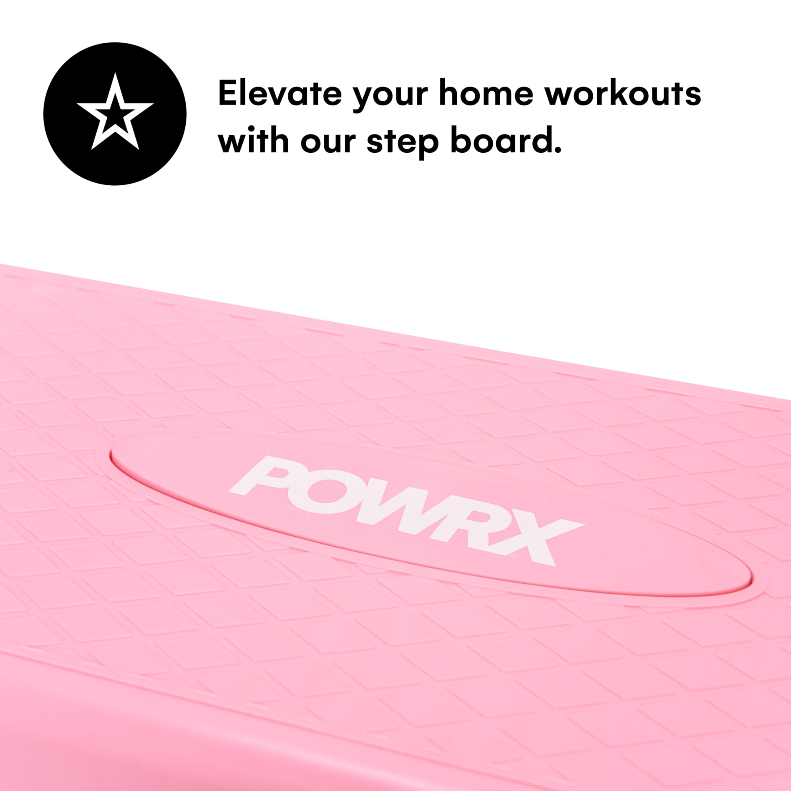 POWRX Step Board d'aérobic Step Board - Hauteur réglable - Appareil de fitness pour la maison - Step Aerobic Board avec tapis antidérapant - Convient pour tous les âges - 68 x 28 cm - Rose