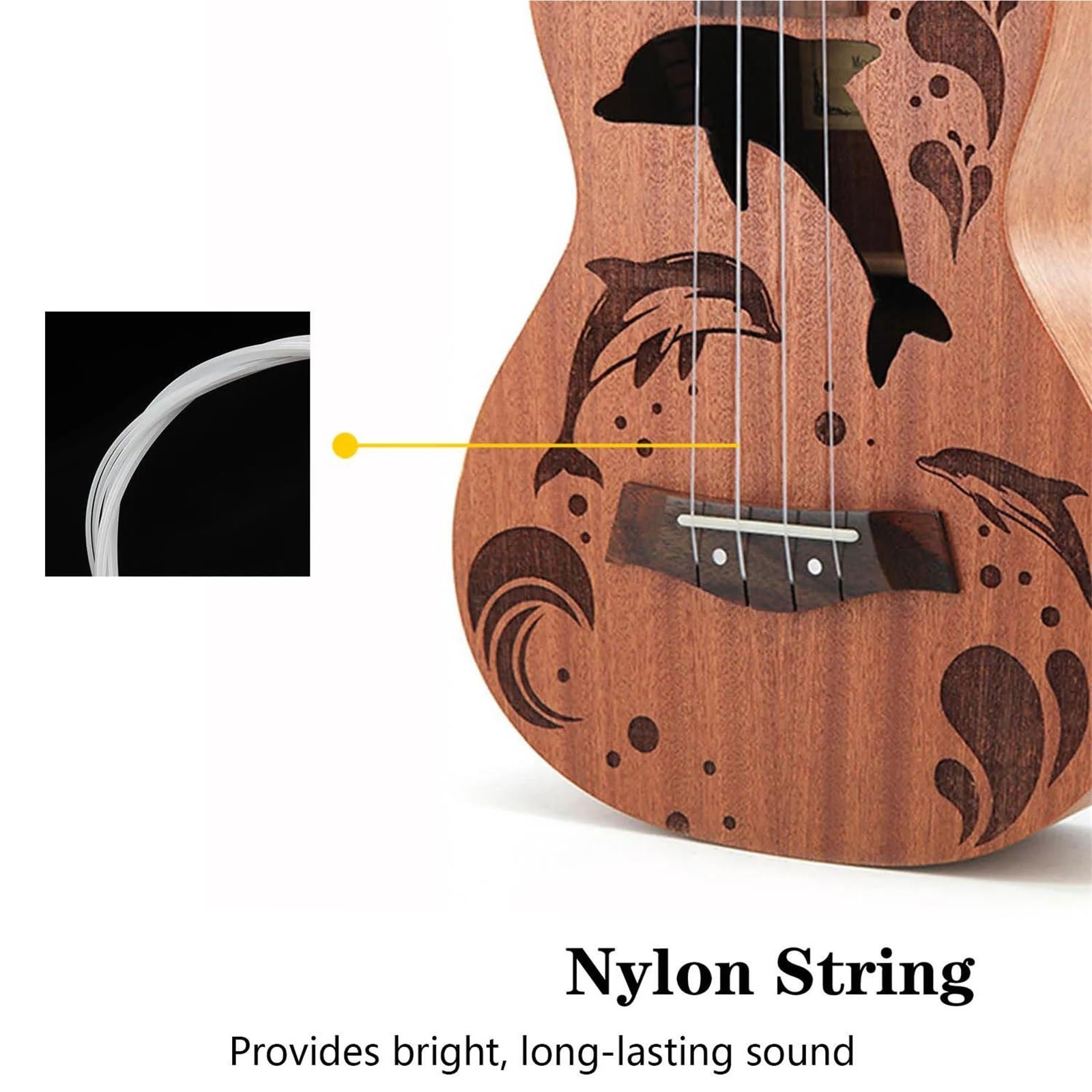Typ Wydajności Ukulele Zestaw Ukulele Sopranowego Sapele Dla Początkujących 21 Cali Mały Z Paskiem Na Futerał Kostkami Do Strojenia Strunami Nylonowymi(Type2)