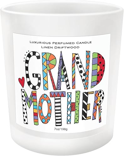 Enesco Our Name is Mud Cuppa Doodles Grandmother - Vela perfumada en tarro de madera flotante de lino, 7 onzas