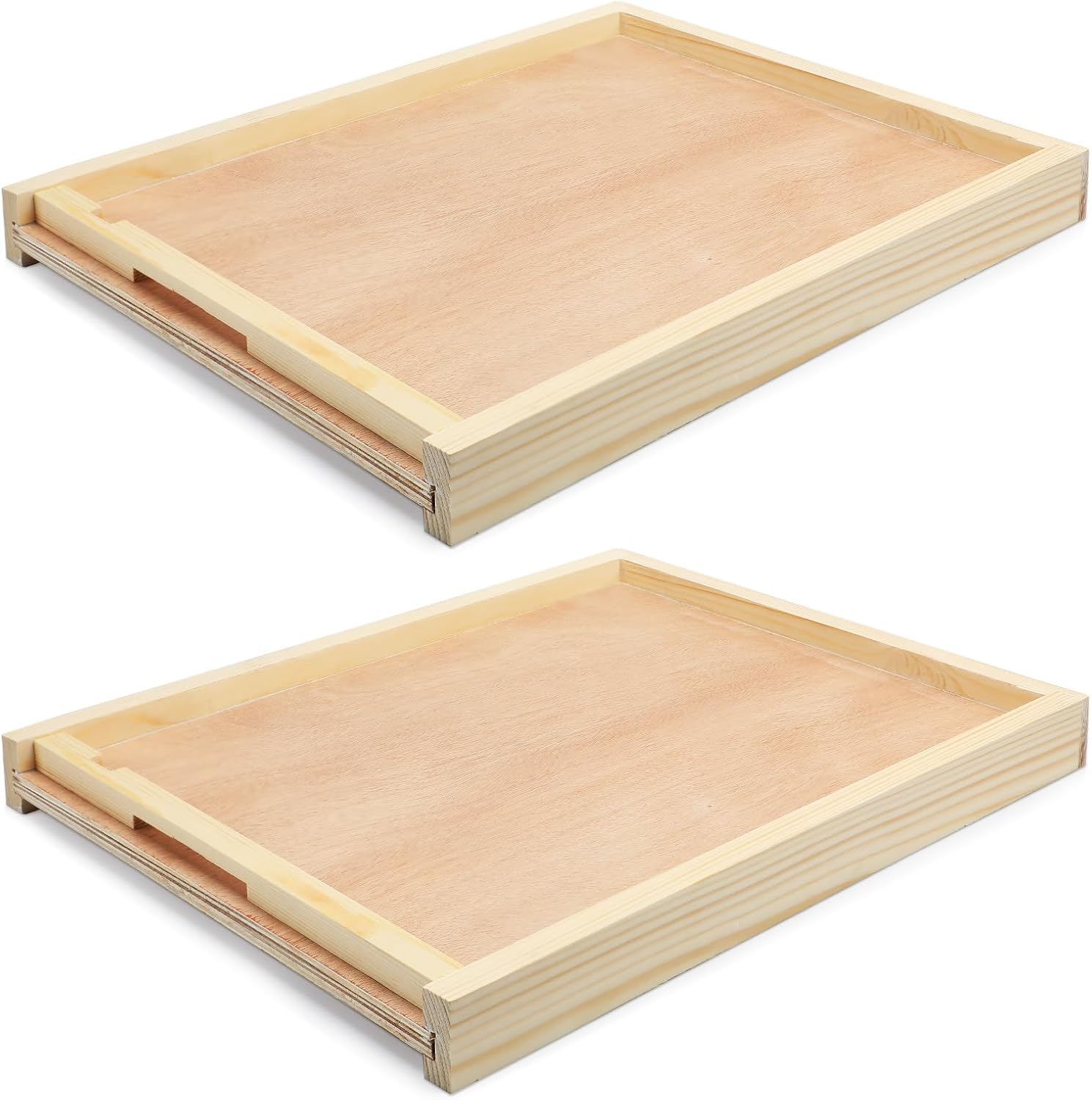 2 Set 8 Frame Beehive Bottom Board with Entrance Reducer Beehive Screened Bottom Base Wood Entrance Board for Beekeeping Wood Color