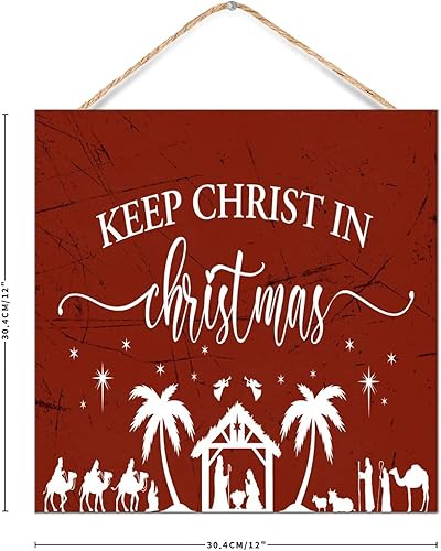 Miniatura 3 de Letreros de madera con texto en inglés "Keep Christ in Christmas" (Keep Christ in Christmas Country Wood" (Keep Christ in Christmas) para colgar en