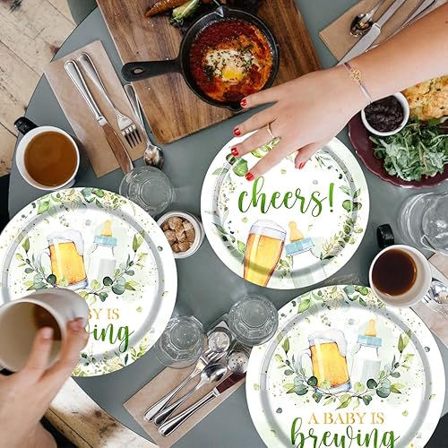 Miniatura 2 de Juego de vajilla de 142 piezas para decoración de baby shower, incluye platos de baby shower, servilletas, tazas, mantel para cumpleaños, fiesta de