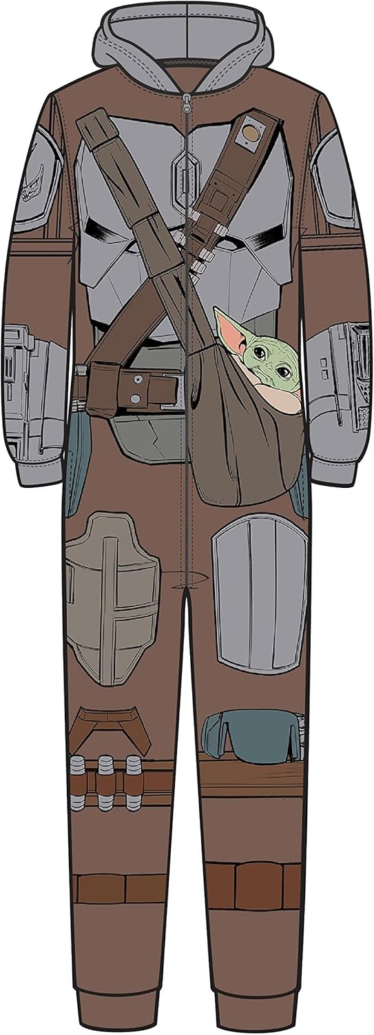 Star Wars The Mandalorian Baby Yoda Adult Costume Pajamas Jumpsuit - Image 5