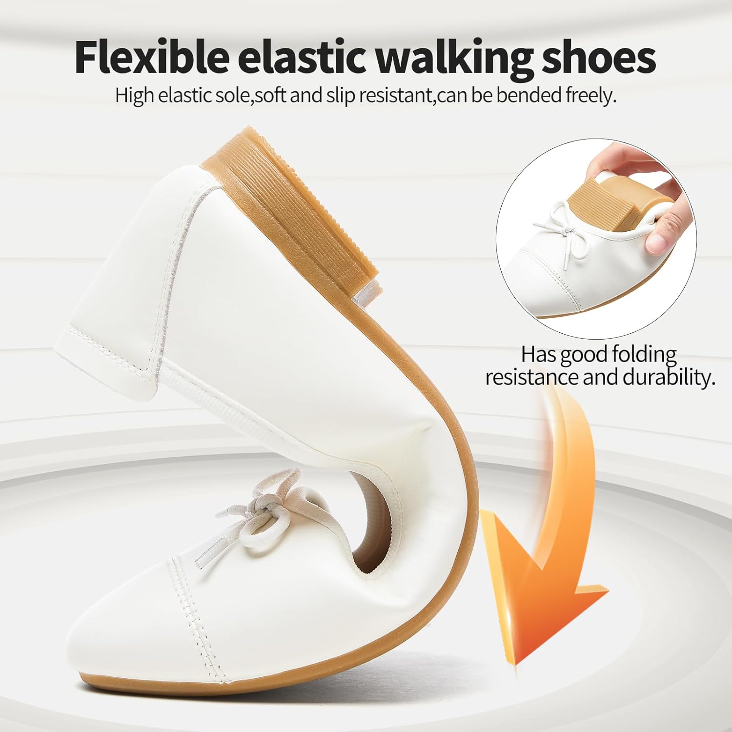 hash bubbie Women's Flats Shoes Black Ballet Flats Foldable PU Leather Comfortable Slip-On Dress Shoes with Bow - Image 4