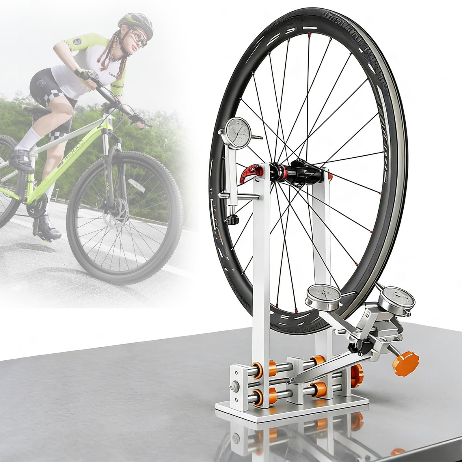 Soporte Para Centrar Ruedas De Bicicleta, Herramienta Profesional Para Reparación De Llantas Con 4 Rodamientos Y Llave Para Radios De Varios Tamaños, Compatible Con Ruedas De 16 a 29 Pulgadas
