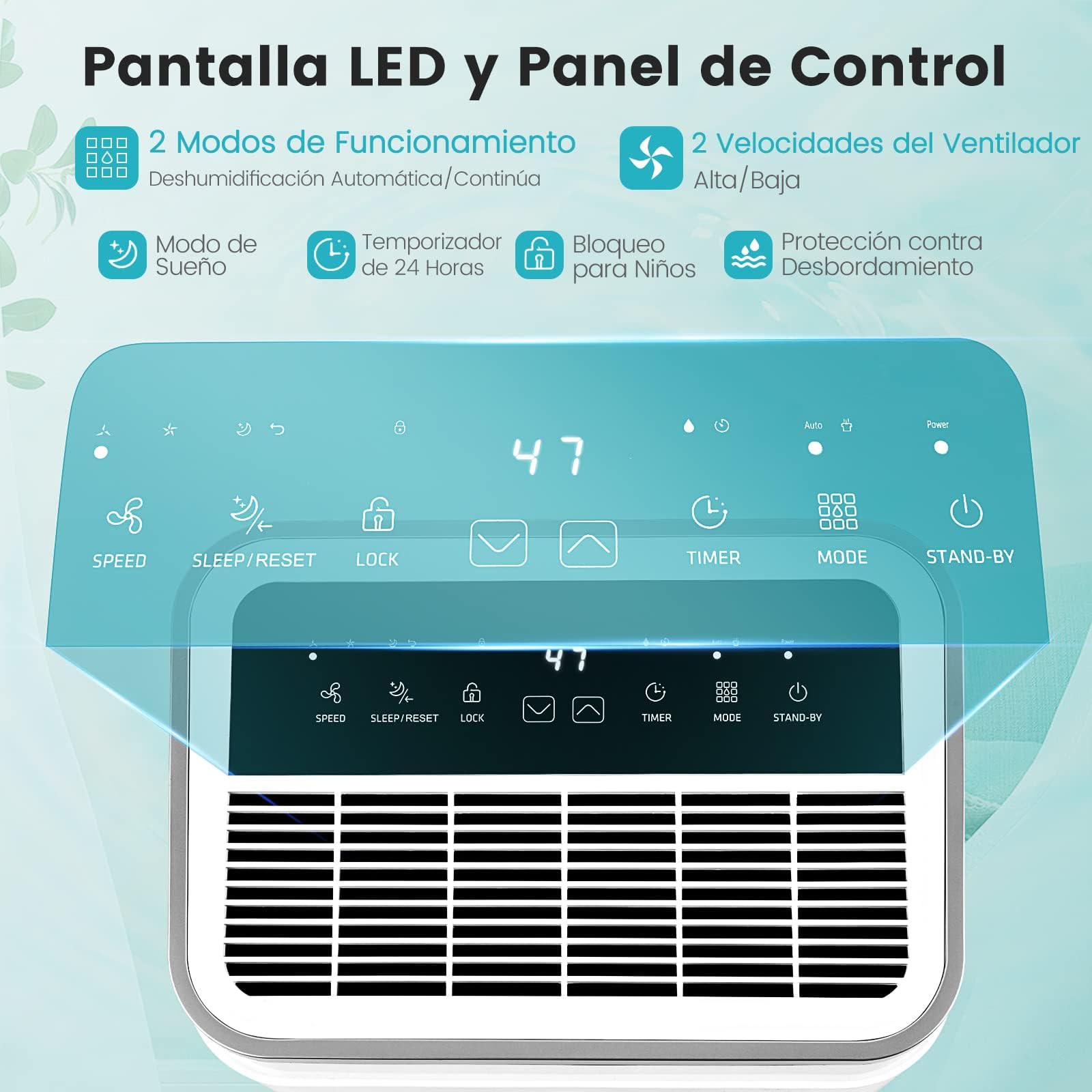 COSTWAY Deshumidificador 25L/Día, Depósito 6,5 L, hasta 30㎡, Temporizador 24 Horas, Pantalla LED, Depósito Extraíble y Desagüe Automático o Manual,Seca Ropa, Dry Compact 3 Modos