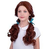 Vista 33 de Peluca trenzada negra con flequillo para niños, peluca larga y recta con 2 coletas, pelucas sintéticas para niñas, pelucas sintéticas con gorra