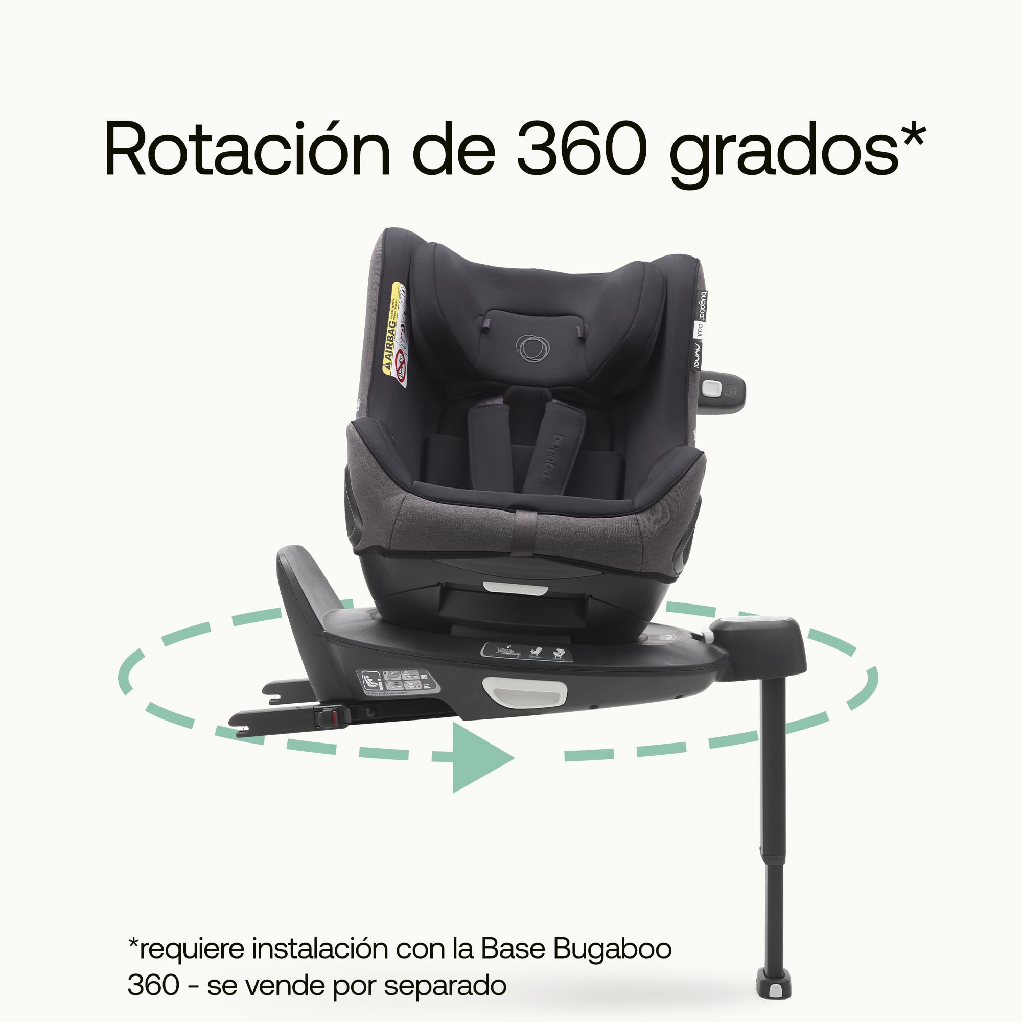 Bugaboo Owl by Nuna Silla de coche, desde el nacimiento hasta los 4 Años | 0-18 kg, Rotación 360 grados, Orientación Trasera y Delantera, Grupo 0+/1, Confort y Seguridad, Negra