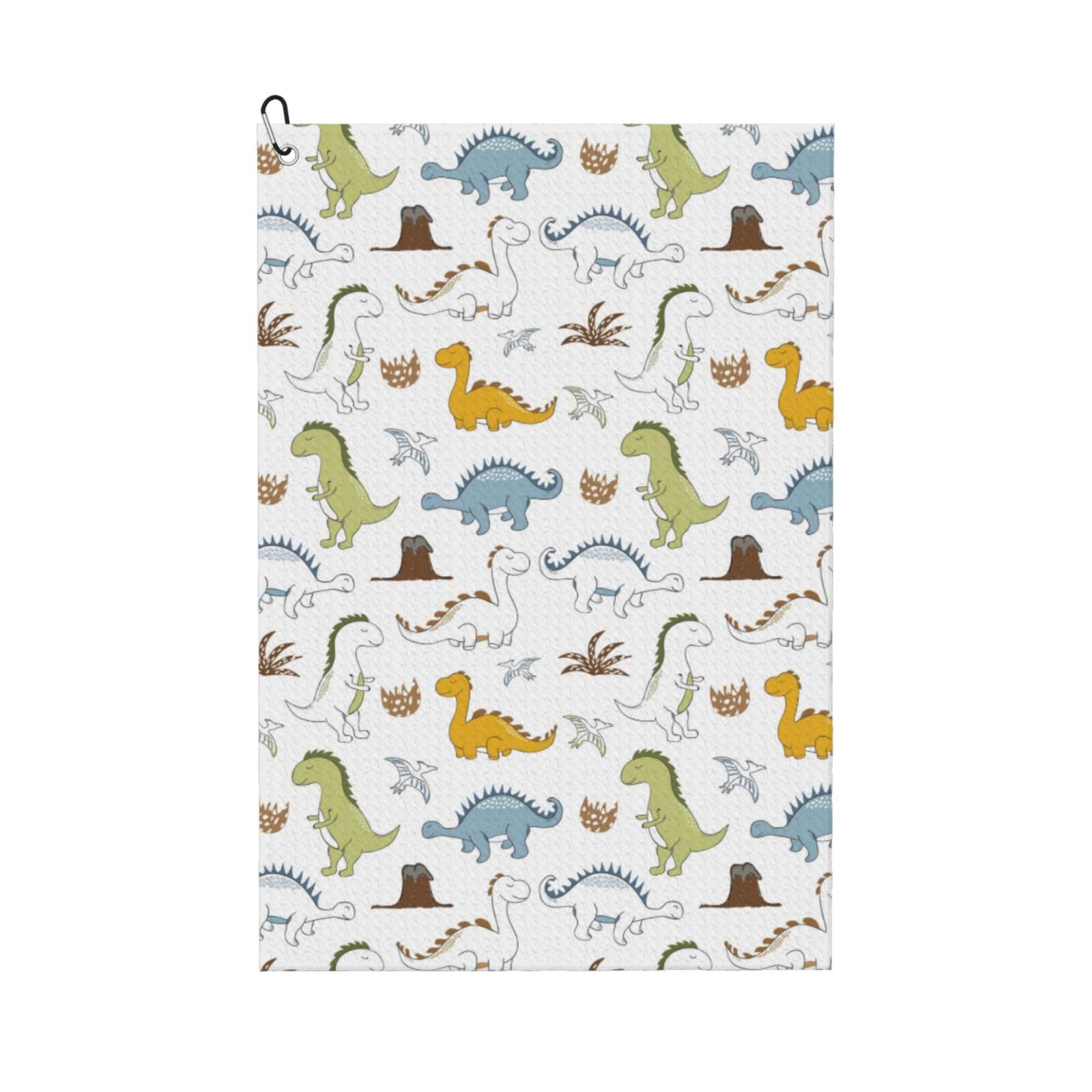 AOOEDM Dinosaur Print Golf Towel with Carabiner Clip Absorbent Microfiber Golf Towel for Cleaning Golf Ball Club Putter Iron for Golf Bag Trolly Belt Loop 16" X 24"