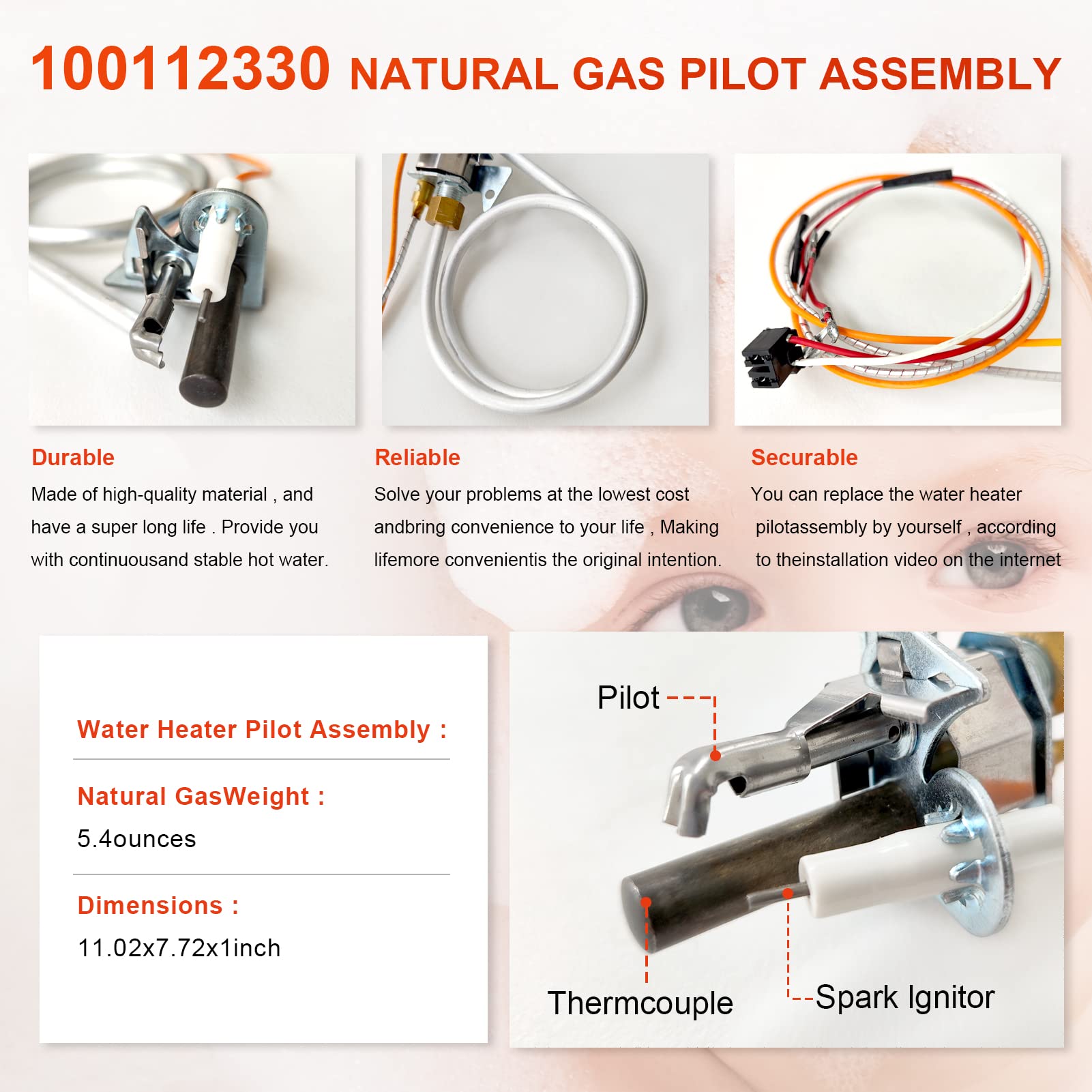 Kit de reemplazo de montaje piloto de gas natural 100112330 mejorado para  calentador de agua serie 300,301, compatible con Reliance, Whirlpool,  A.O.Smith, Kenmore, State, calentadores de agua estadounidenses, 9007876  9007877 ... - Amazon.com