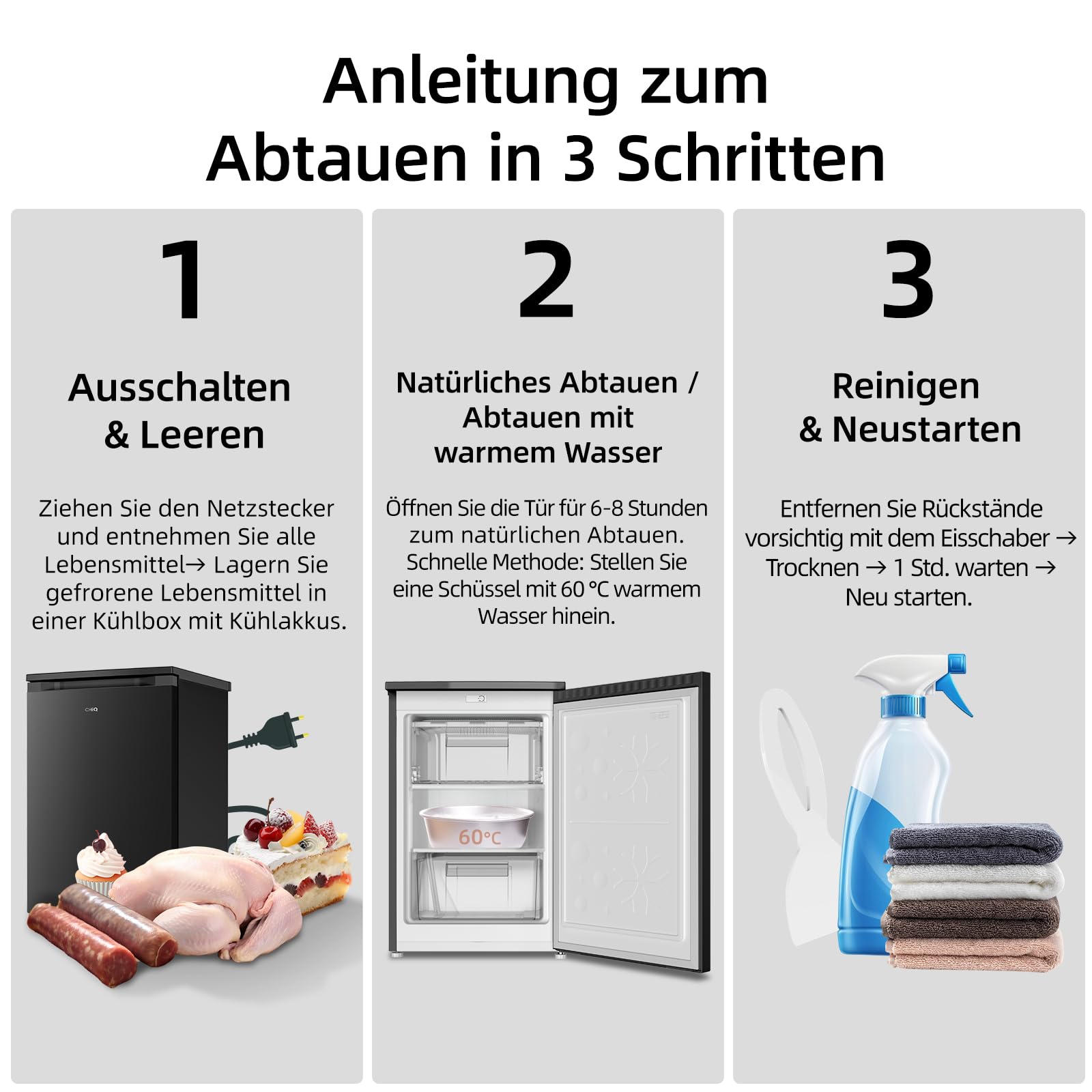 CHiQ CSD95BC Gefrierschrank 85L 4 Sterne Schnellgefrieren -24°C EEK C 103kWh/Jahr 39dB