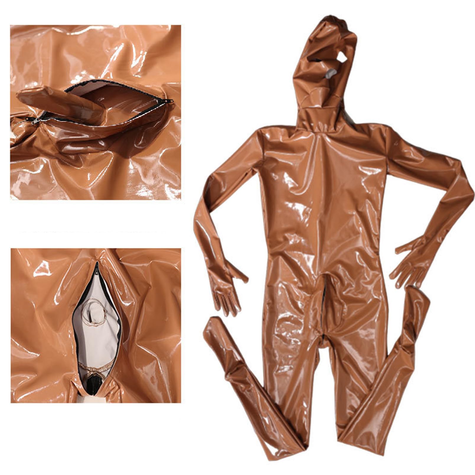 Generisch Männer Sexy Spiegel PVC Freizeit Alles Inklusive Reißverschluss Eng Overall DS Bühne Zeigen Kleidung