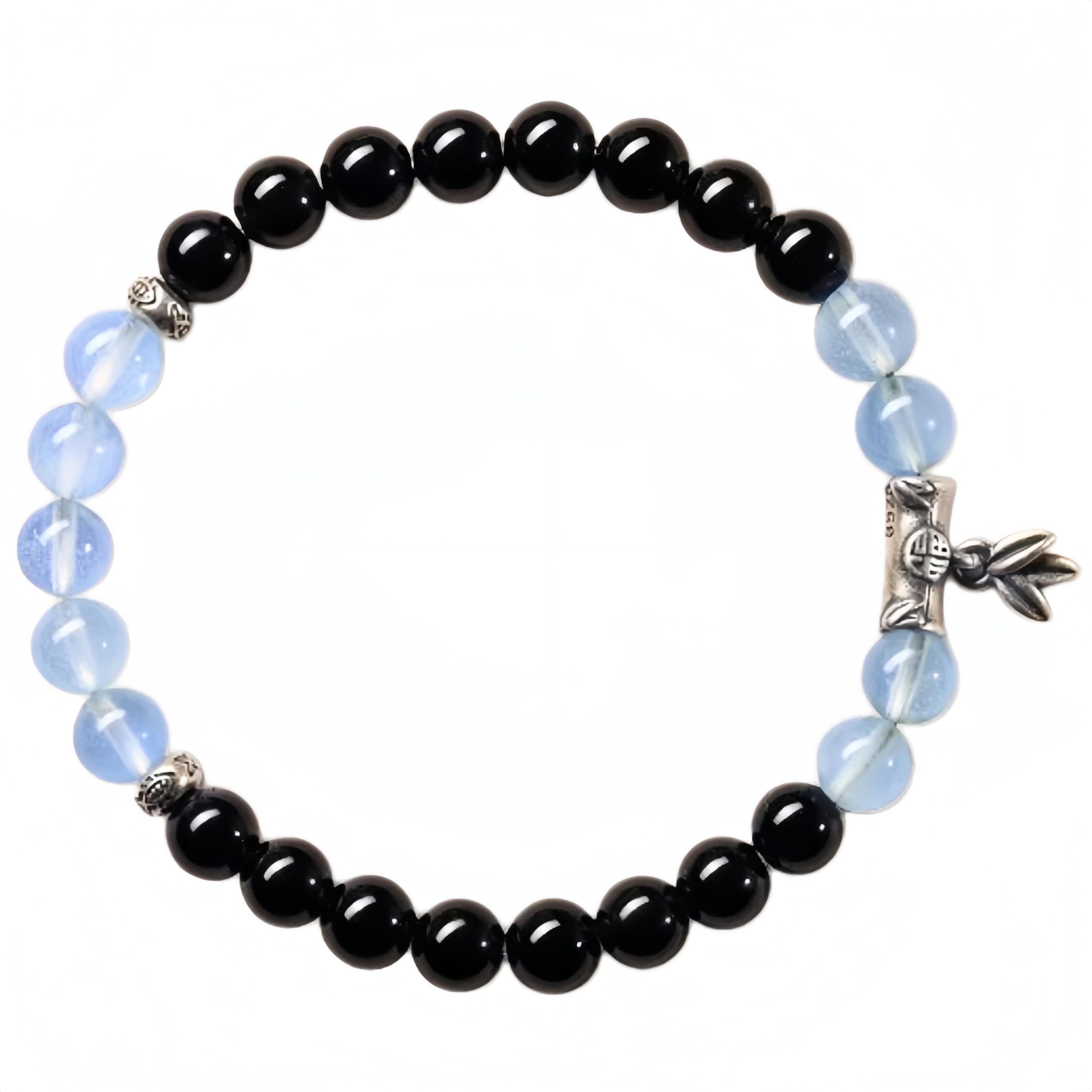 Bracelet Pierre Bracelet De Couple En Obsidienne Et Aigue Marine Disponibles En Plusieurs Tailles