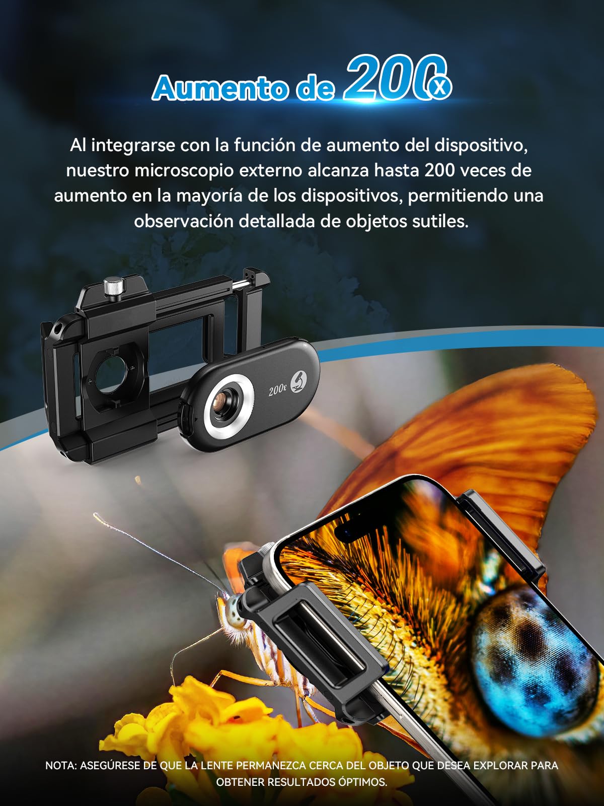 APEXEL Microscopio 200X para teléfono portátil, Explora el Mundo microscópico con el microscopio para Smartphone