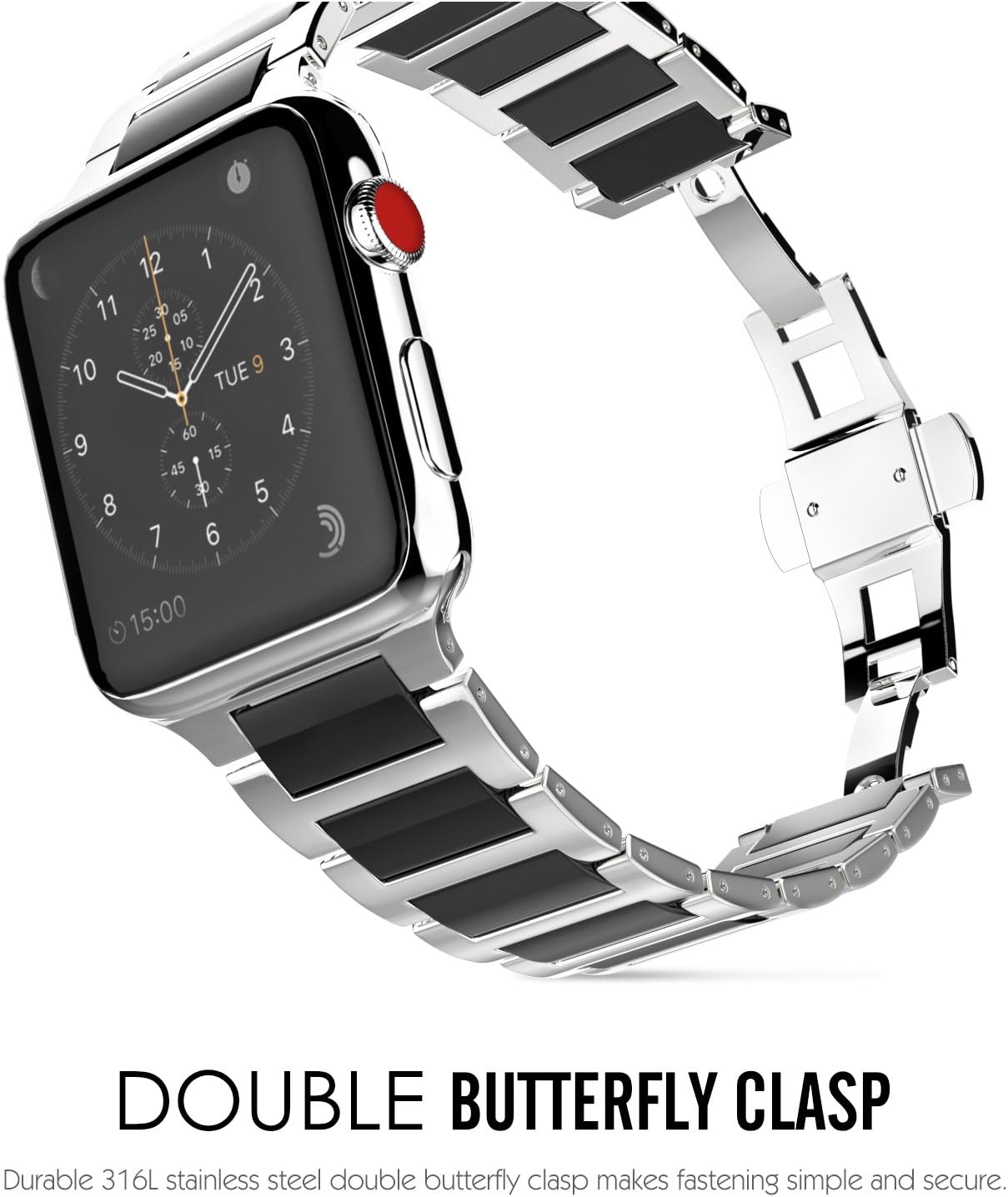 Up To 60% OFF MoKo Band Compatible with Apple Watch 45mm 44mm 42mm,Stainless Steel Ceramics Link Replacement Strap Bracelet with Butterfly Buckle Clasp for iWatch Series 7/6/5/4/3/2/1/SE - Black Exclusive Special MoKo Band Compatible with Apple Watch 45mm 44mm 42mm,Stainless Steel Ceramics Link Replacement Strap Bracelet with Butterfly Buckle Clasp for iWatch Series 7/6/5/4/3/2/1/SE - Black