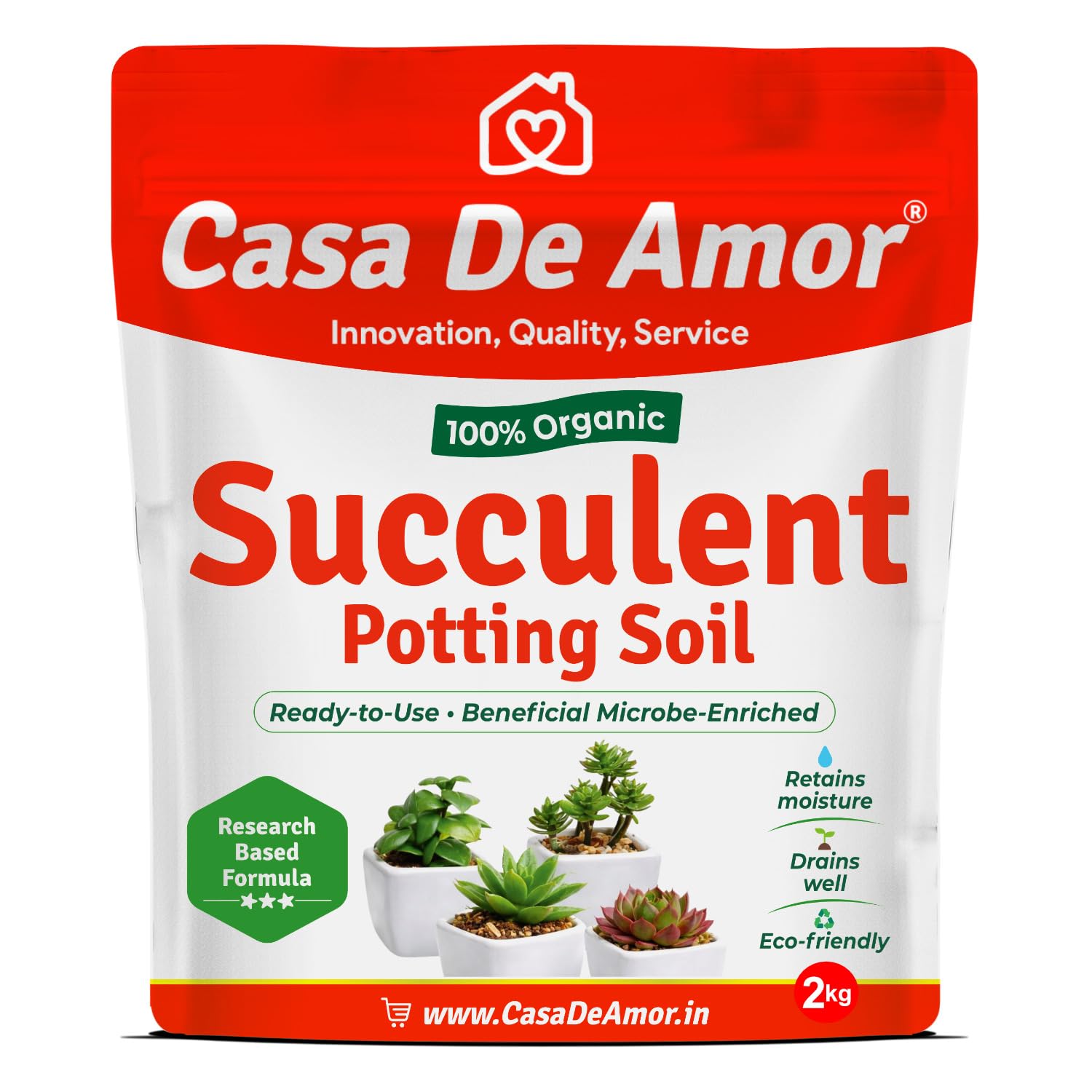 Casa De Amor Succulents and Cactus Potting Soil 100% Organic Special Research Based Essential Formula for All Succulent and Cactus Plants, 2 KG-image-23
