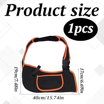 Arm Sling for Shoulder Injury, 1 Pcs Black Arm Sling, Reversible Adjustable Slings for Arms Support, Suitable Left Or Right Arms Shoulder, Wrist Injuries, Clavicle, Rotator Cuff and Elbow Conditions