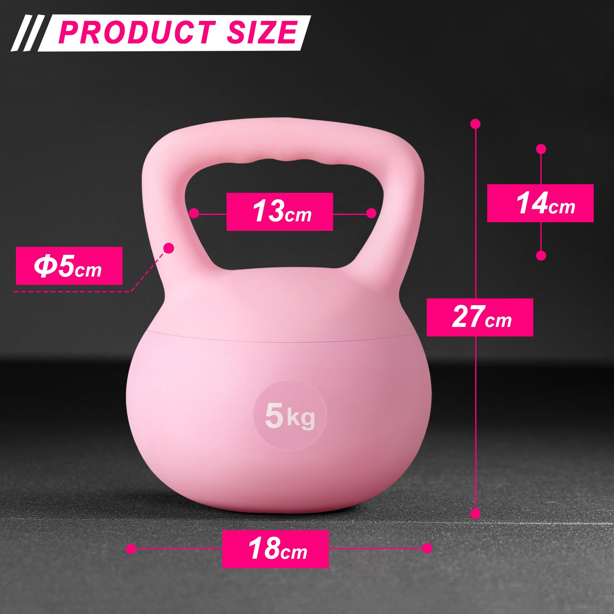 DlandHome Kettlebell - Kettlebell da 5 kg, peso per allenamento da donna e uomo, per allenamento, fitness per la casa o la palestra, colore: rosa