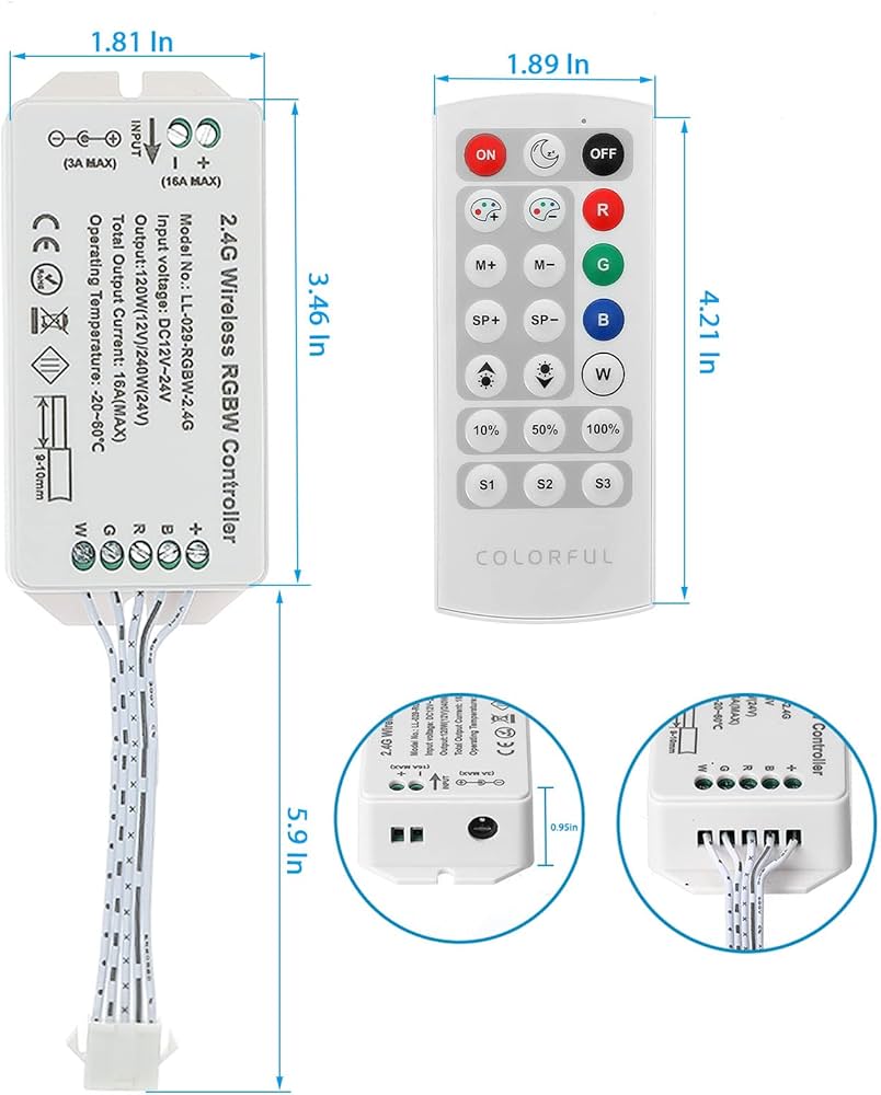 Litever RGBW LED Controller with Remote, DC12V~DC24V, for Litever