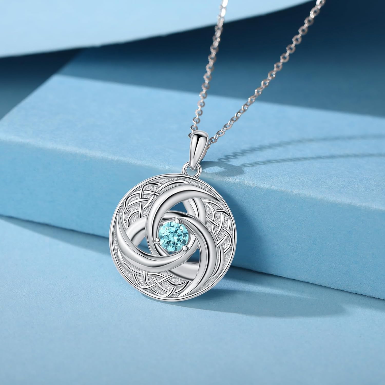Celtic Knot Necklace Sterling Silver Religious Irish Birthstone Pendant Jewelry Birthday Gifts for Women - Image 4