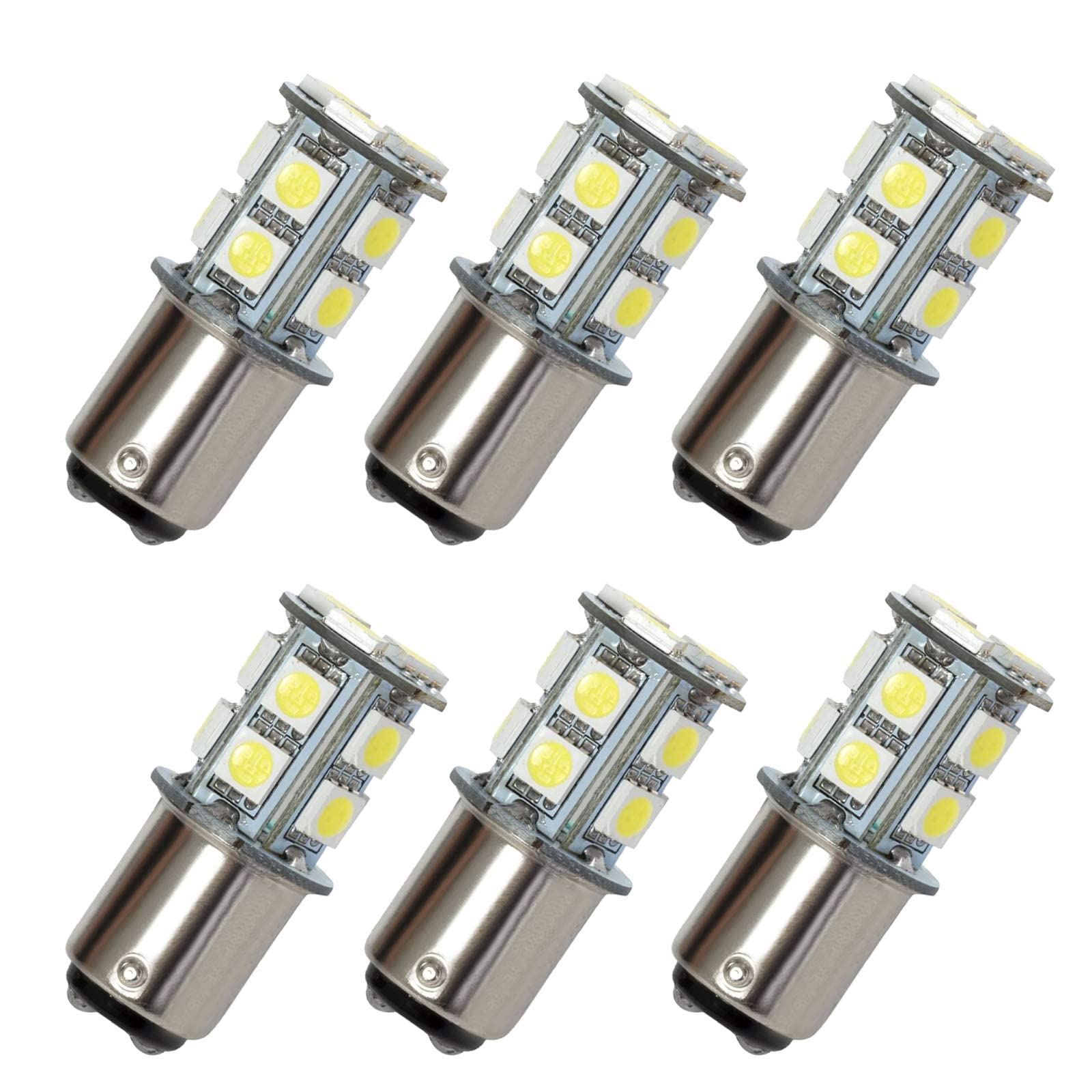 GRV Ba15d 1076 1142 Lot de 6 ampoules LED haute luminosité pour voiture 13-5050SMD DC 12 V Blanc froid
