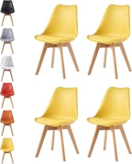 mcc direct Esszimmerstühle im 4er Set Küchenstuhl Bürostuhl Lounge Stuhl Designe — Empfehlung für Gelb als lebendiger