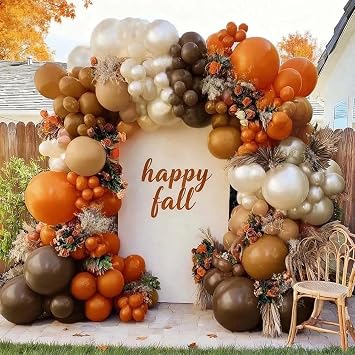 Burnt Orange Brown Balloon Arch Kit, Double Stuffed Tan Coffee Pearl White Sand Balloon Garland Dark Brown Terracotta Latex for Boho Birthday Baby Shower Fall Pumpkin Autumn Wedding Party Decoration