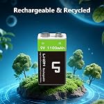 LP 9V Batteries rechargeables au lithium-ion 4-Pack 1100mAh, USB-C Charger 2-in-1 Câble, batterie longue durée pour alarmes de fumée, talkies Walkie, contrôleurs de jeu, micros et lampes de poche