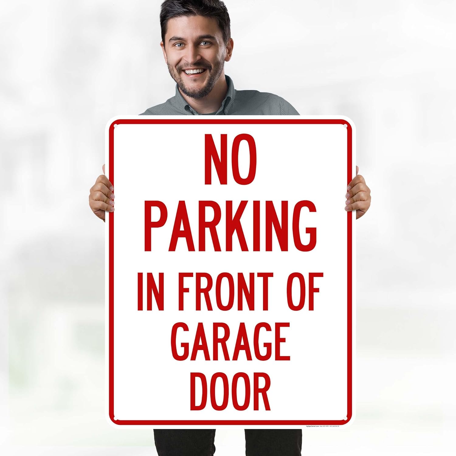 No Parking In Front Of Garage Door Sign, 24x30 Inches, 55 mil thick HDPS (high density polystyrene), Made in USA by My Sign Center