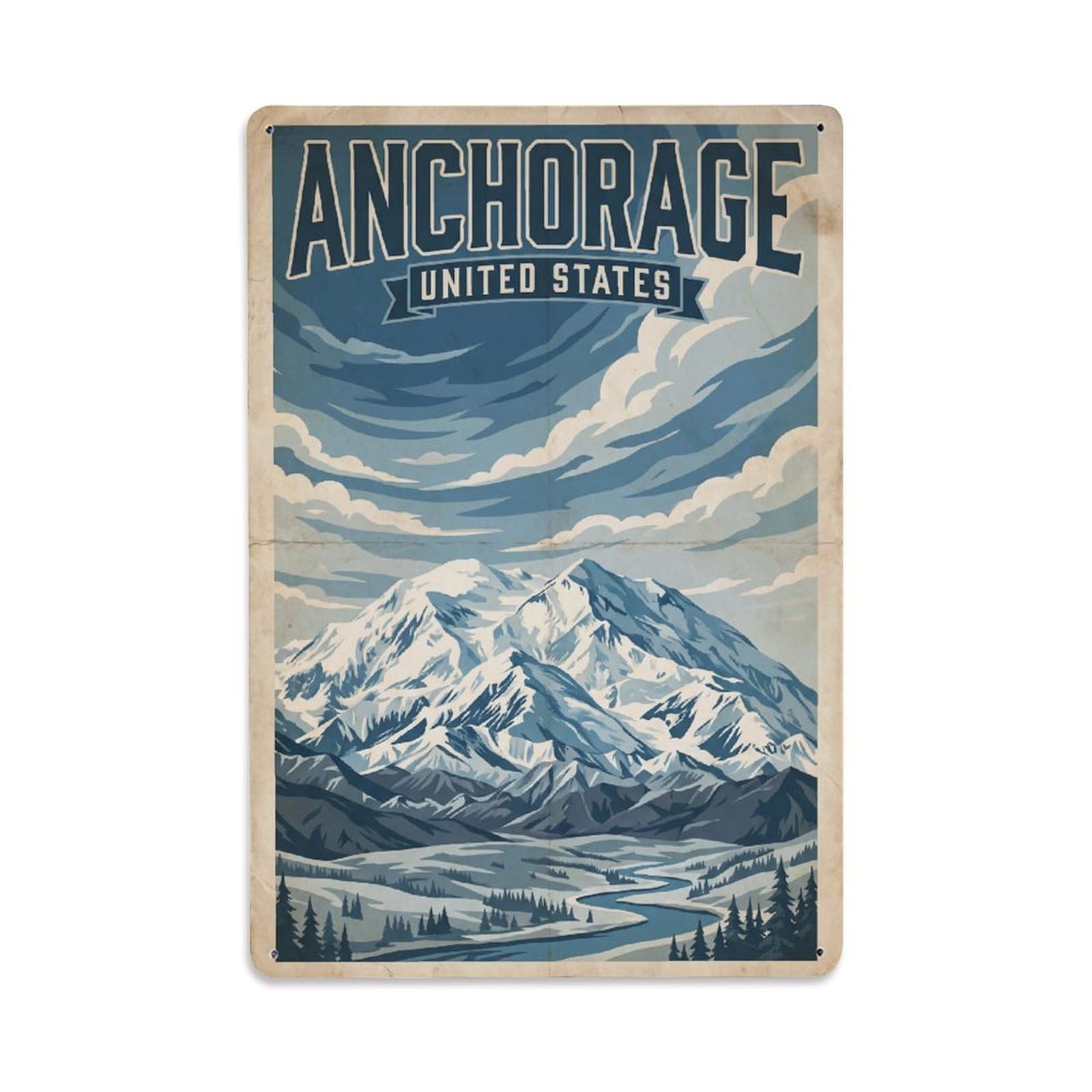 Xanthor Style Usa Anchorage Travel Metal Tin Sign