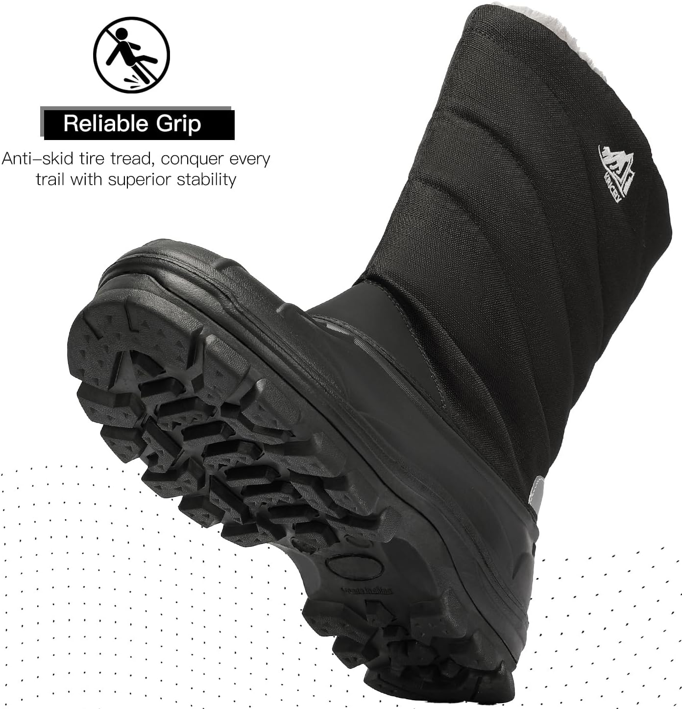 Kricely Men's Snow Boots Waterproof Non-Slip Outdoor Hiking Athletic Warm Fur Boot Comfortable Causual Cold-Weather Boots