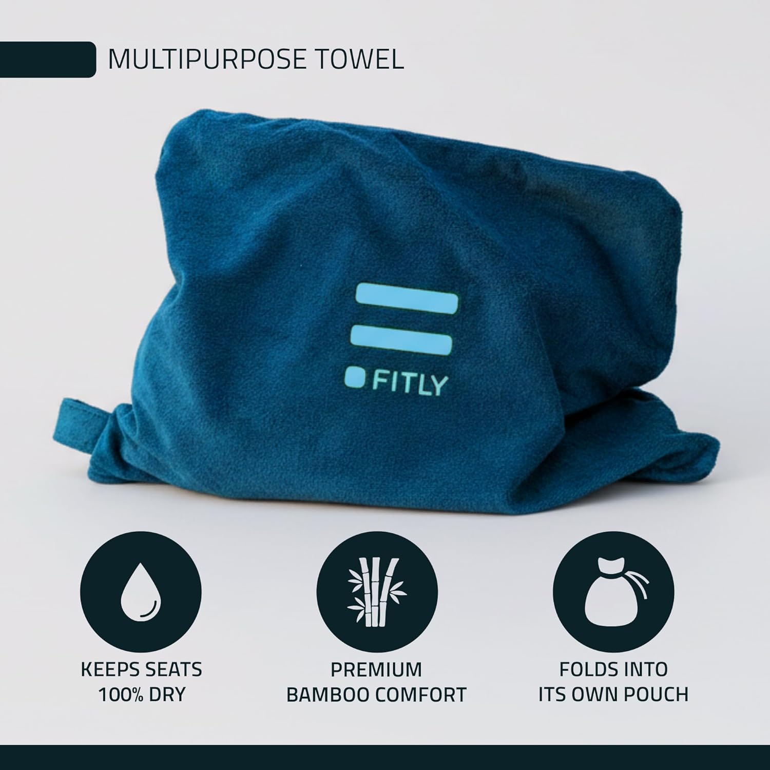 FITLY 3-in-1 Multipurpose Towel - Bath Towels and Waterproof Car Seat Protector, Absorbent Gym Towel Cover After Workout for Yoga, Swimming, Camping, Beach - Microfiber Cover & Car Accessories - Blue - Image 2